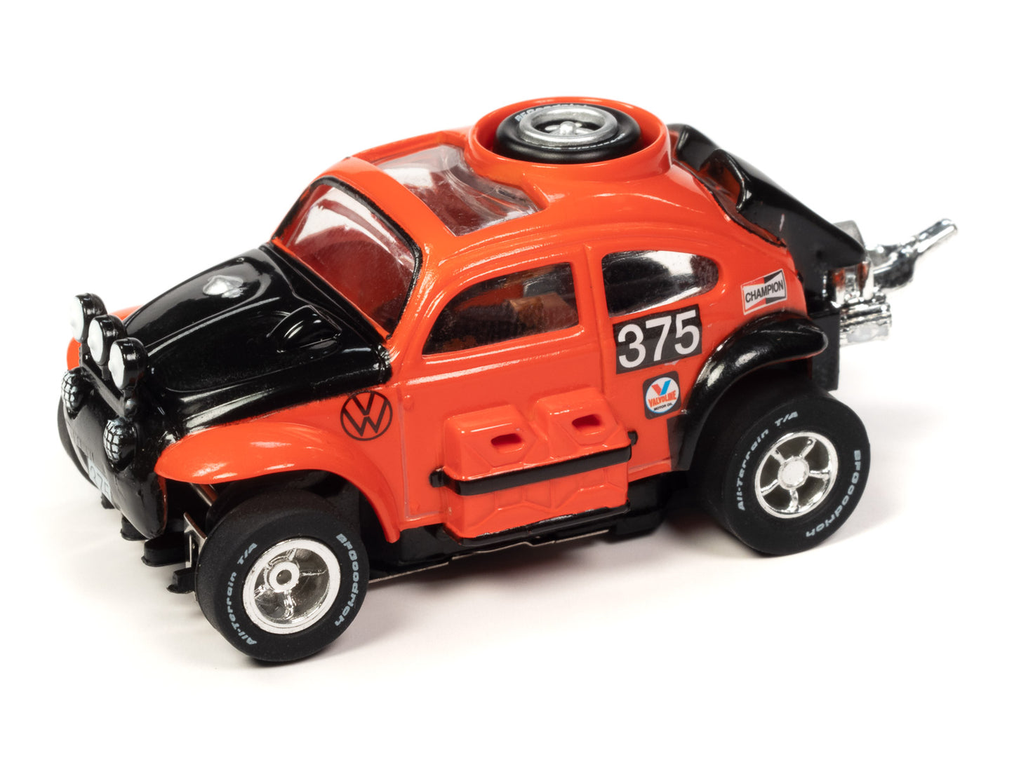 1965 Volkswagen Baja Bug (Orange) H.O. Scale Slot Car, Xtraction Chassis