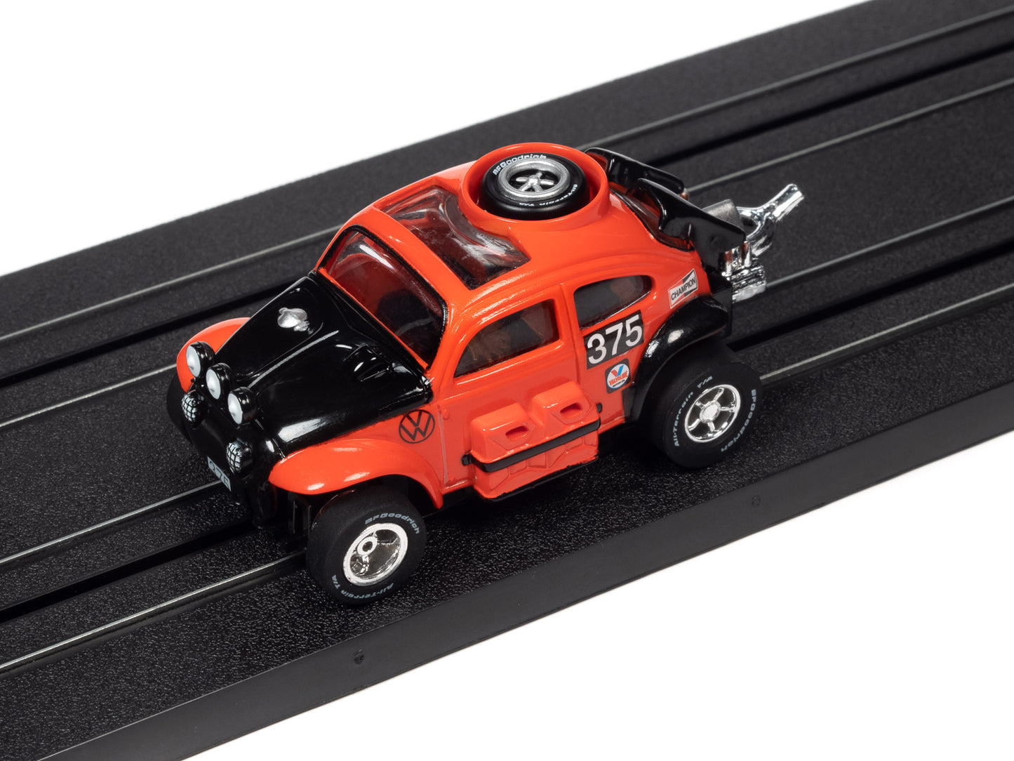 1965 Volkswagen Baja Bug (Orange) H.O. Scale Slot Car, Xtraction Chassis