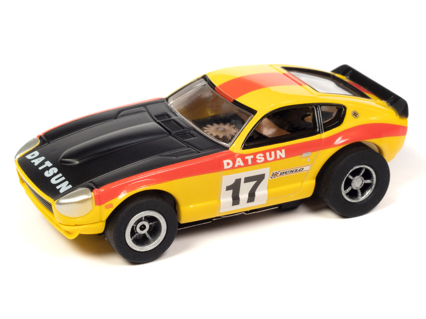 1973 Datsun 240Z (Yellow / Black) H.O. Scale Slot Car, Xtraction Chassis