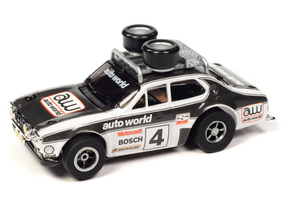 1975 Ford Escort (Black/White) H.O. Scale Slot Car, Xtraction Chassis