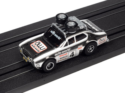 1975 Ford Escort (Black/White) H.O. Scale Slot Car, Xtraction Chassis