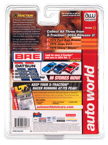 1979 Chevy Blazer (White Flames) H.O. Scale Slot Car, XTraction Chassis | Auto World