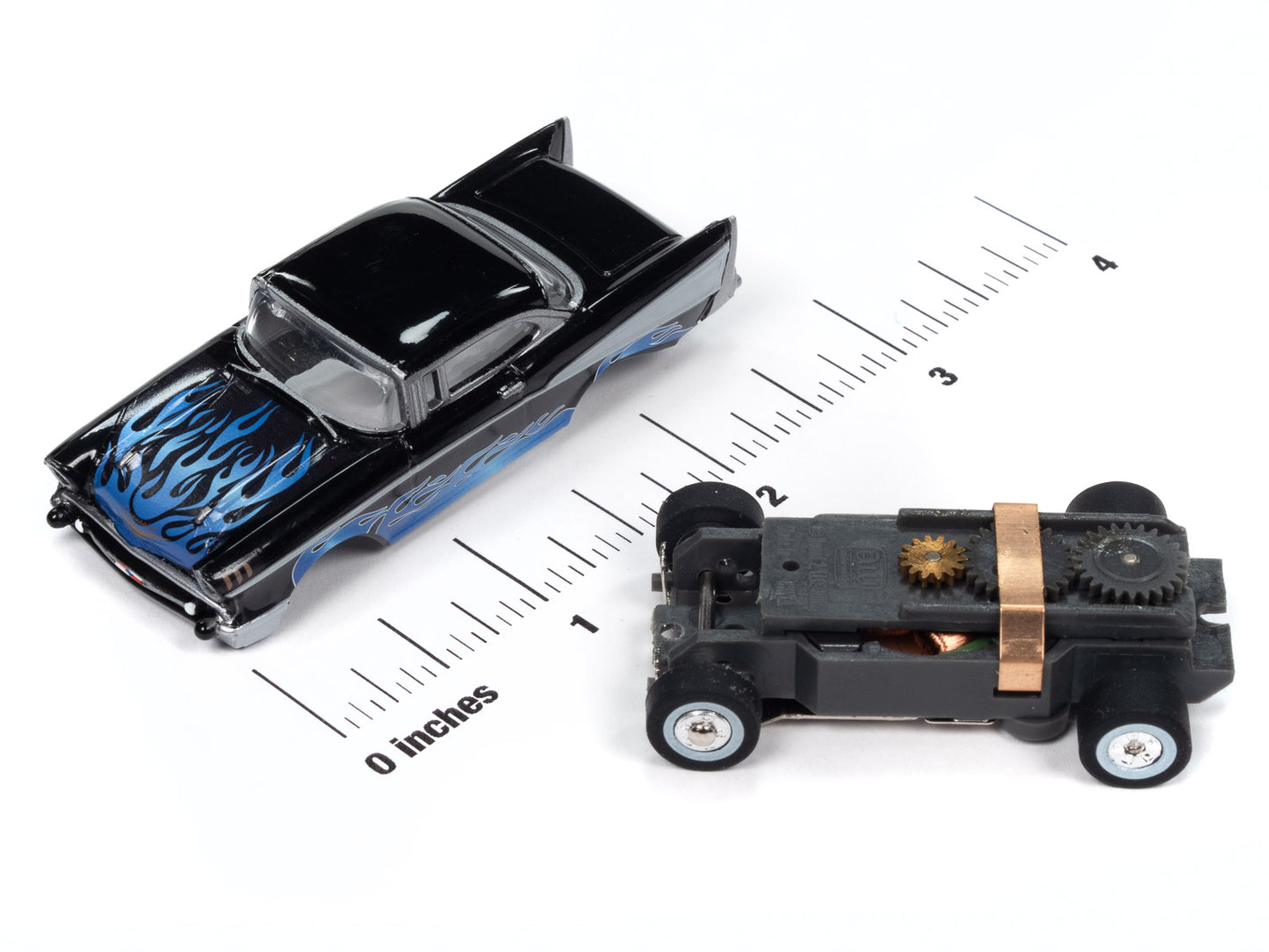 1957 Chevy Bel Air (Black) H.O. Scale Slot Car, ThunderJet Chassis | Auto World