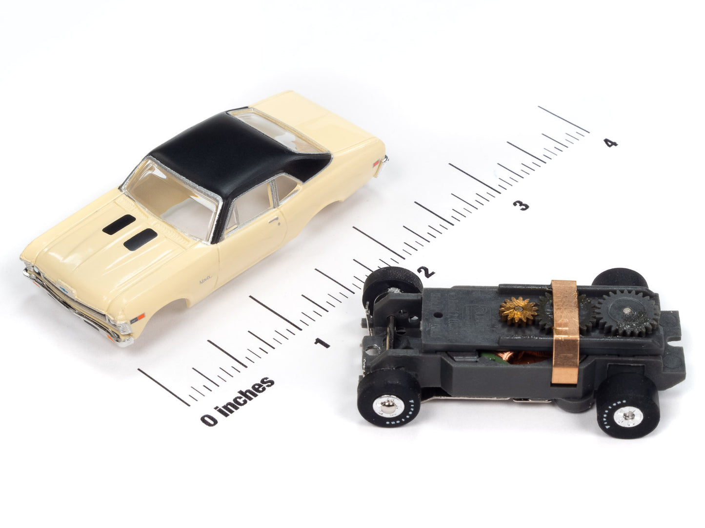 1969 Chevy Nova SS (Yellow) H.O. Scale Slot Car, ThunderJet Chassis | Auto World