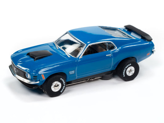 1970 Ford Mustang Boss 429 (Blue) H.O. Scale Slot Car, ThunderJet Chassis | Auto World