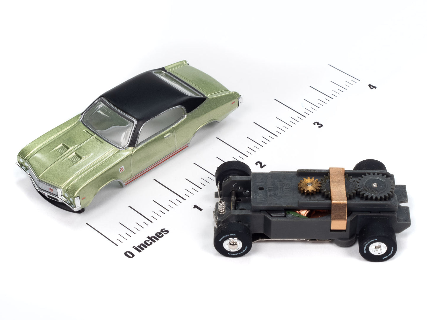 1972 Buick GS (Green) H.O. Scale Slot Car, ThunderJet Chassis | Auto World