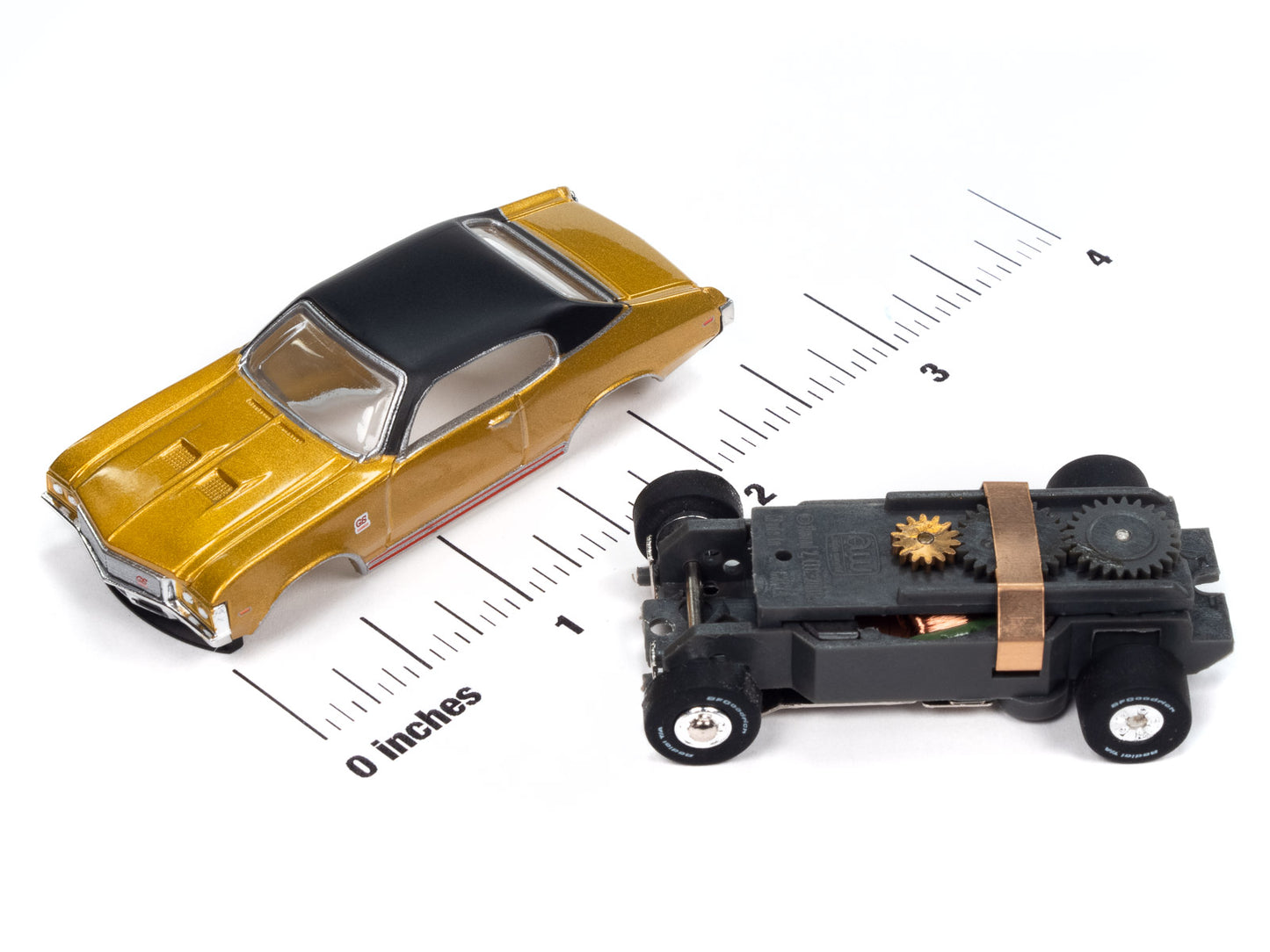 1972 Buick GS (Gold) H.O. Scale Slot Car, ThunderJet Chassis | Auto World