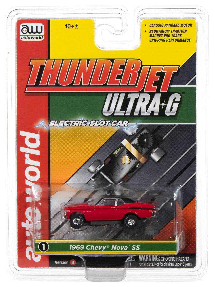 1969 Chevy Nova SS Yenko (Red) H.O. Scale Slot Car, ThunderJet Chassis | Auto World