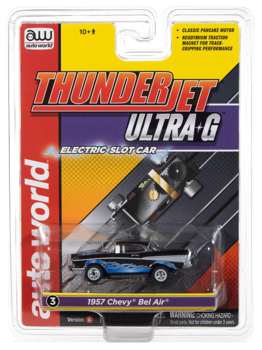1957 Chevy Bel Air (Black) H.O. Scale Slot Car, ThunderJet Chassis | Auto World